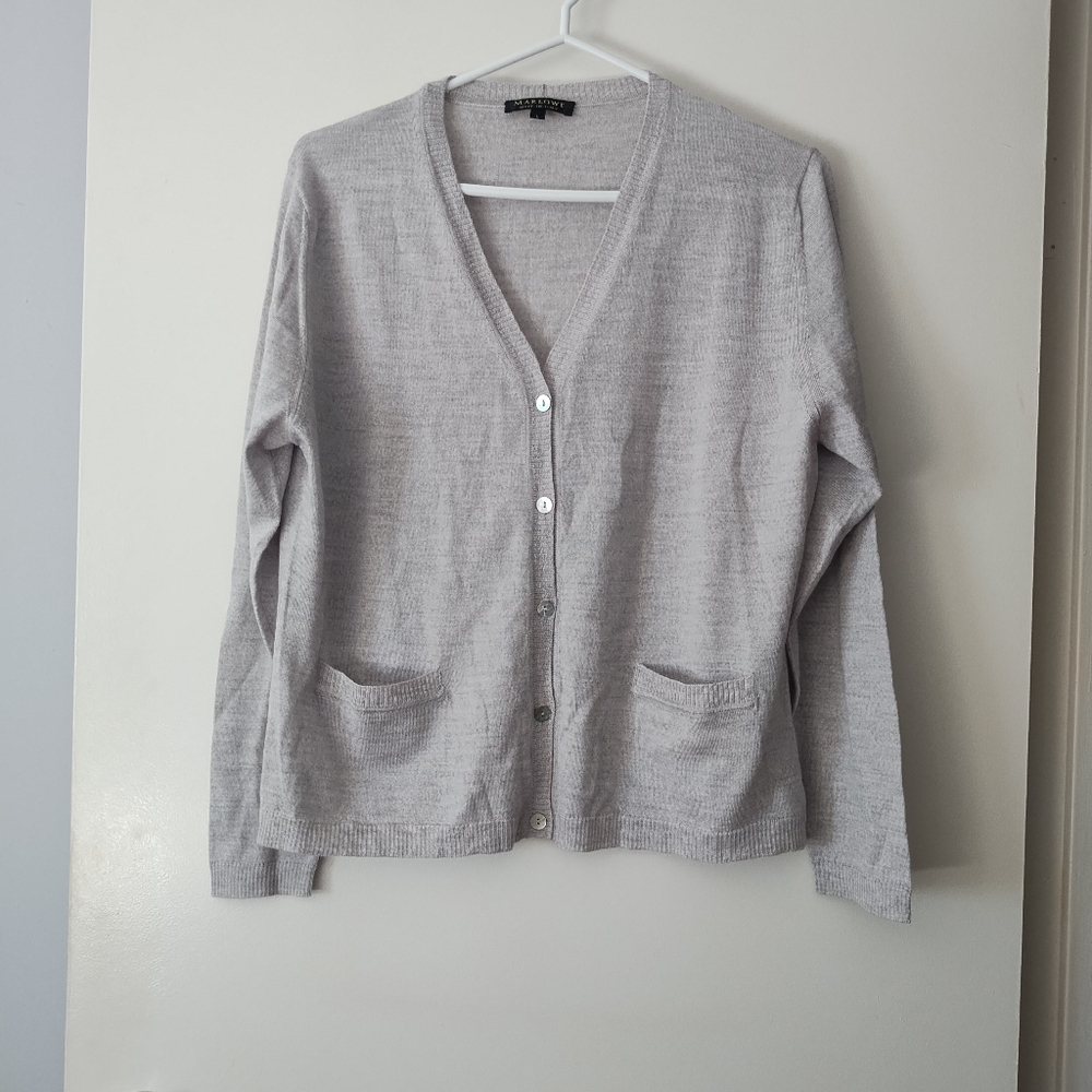 MARLOWE Grey Cashmere Blend Cardigan L